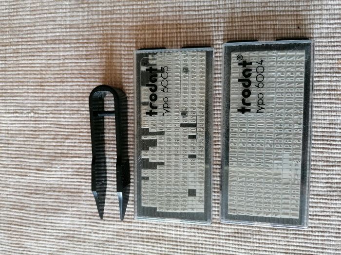 Conjunto de 5 carimbos de escritório, almofada+tinta (Preta,Azul,verme