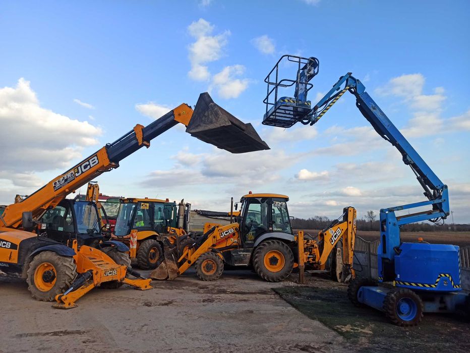 wynajem koparka wywrotka manitou ładowarka podnosnik jcb zwyzka walec