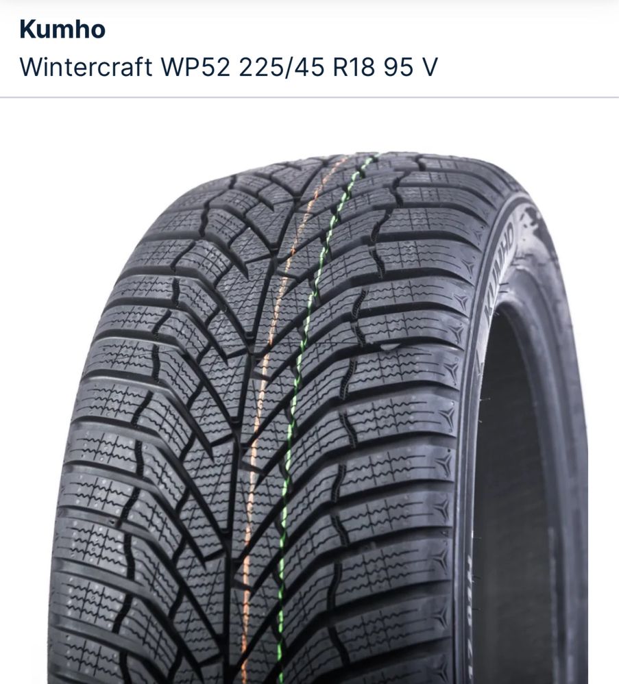 Nowe opony Kumho Wintercraft WP52 225/45 R18 95 V XL