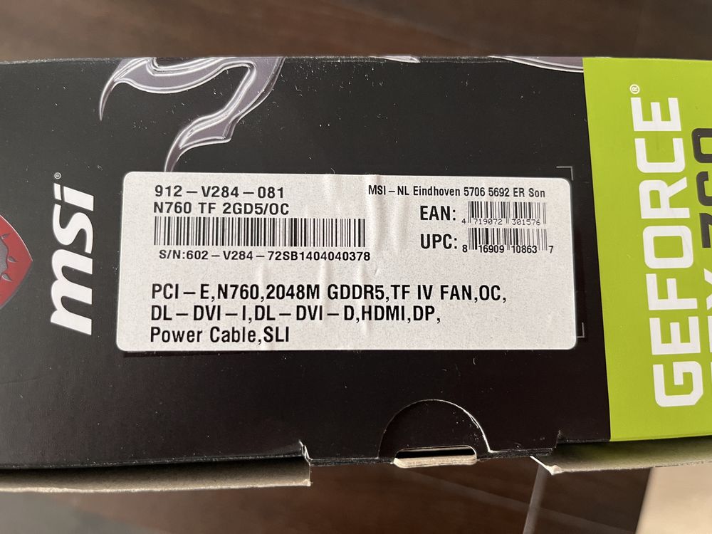 MSI GeForce GTX760  2048MB 256bit Twin Frozr OC