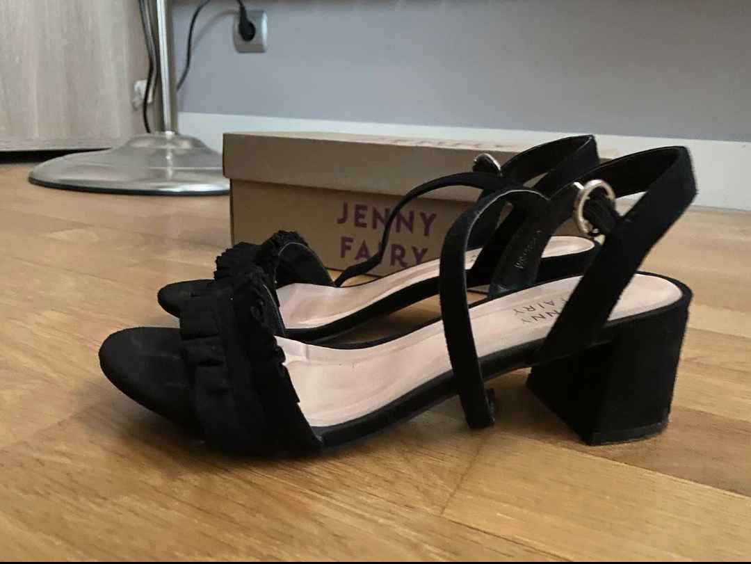 Sandały na obcasie czarne zamszowe Jenny Fairy 37