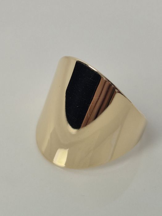 Nowy złoty pierścionek szeroki płaski sygnet gładki p. 585