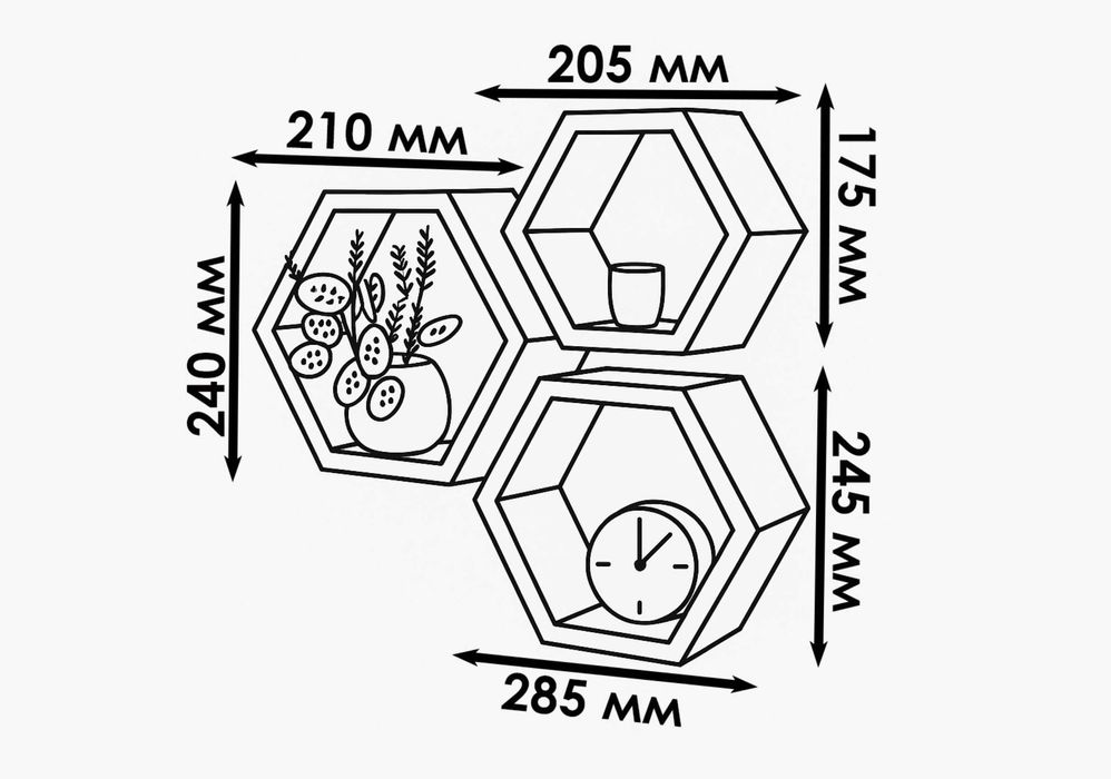 Натуральная сосна‼️Полки соты деревянные комплект на стену Набор полок