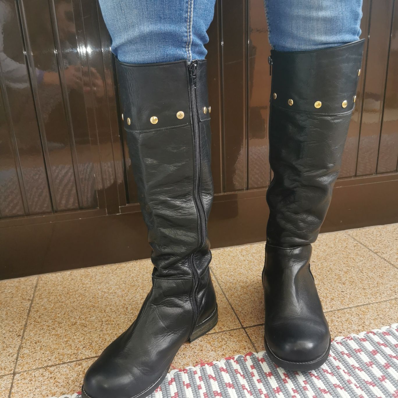 Botas de pele pretas