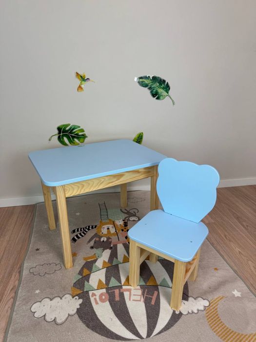 Дитячий столик та стільчик ведмедик комплект дитячий парта з пеналом