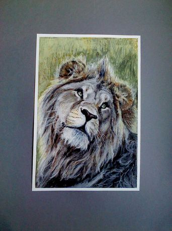 Портрет льва масляной пастелью. Анималистика.