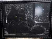 Картина бисером "Черный кот"
