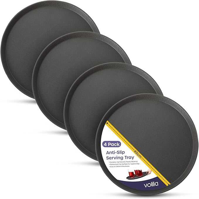 Volila Czarna okrągła taca - 45 cm (4 szt)