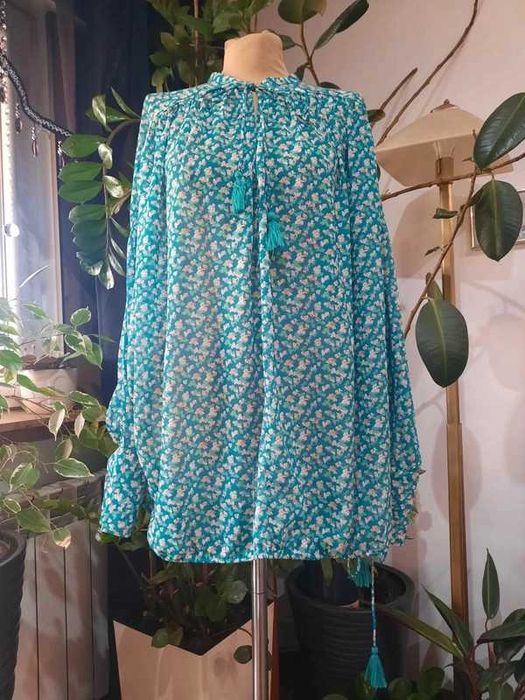Turkusowa bluzka w drobne kwiatki - H&M