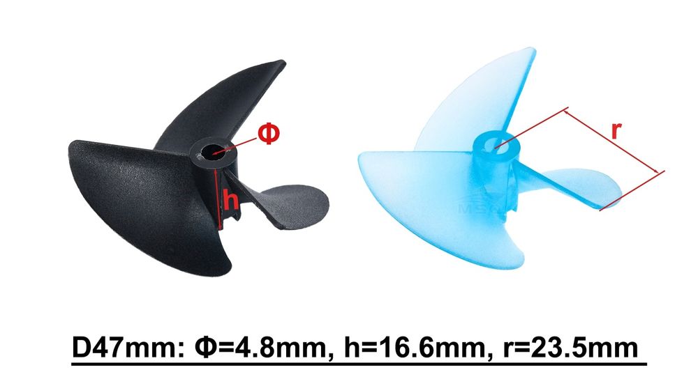 Гребний 3 лопасний гвинт 47 мм для кораблика