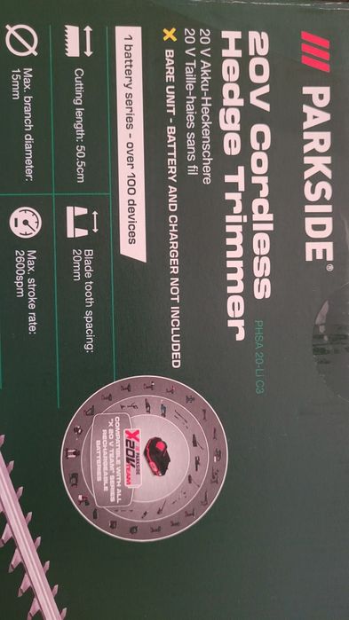 NOWE akumulatorowe nożyce do żywopłotu 20 V PARKSIDE PHSA 20-Li C3