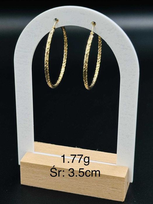 Złote kolczyki koła Złoto 585 14K Frezowane Eleganckie