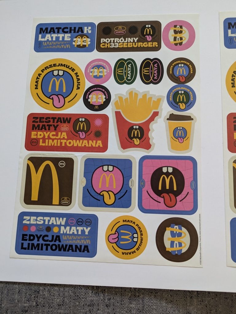 Dwa zestawy Maty naklejei McDonald's