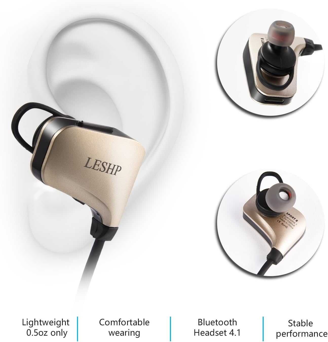 Zestaw słuchawkowy Bluetooth słuchawki sportowe bezprzewodowe LESHP