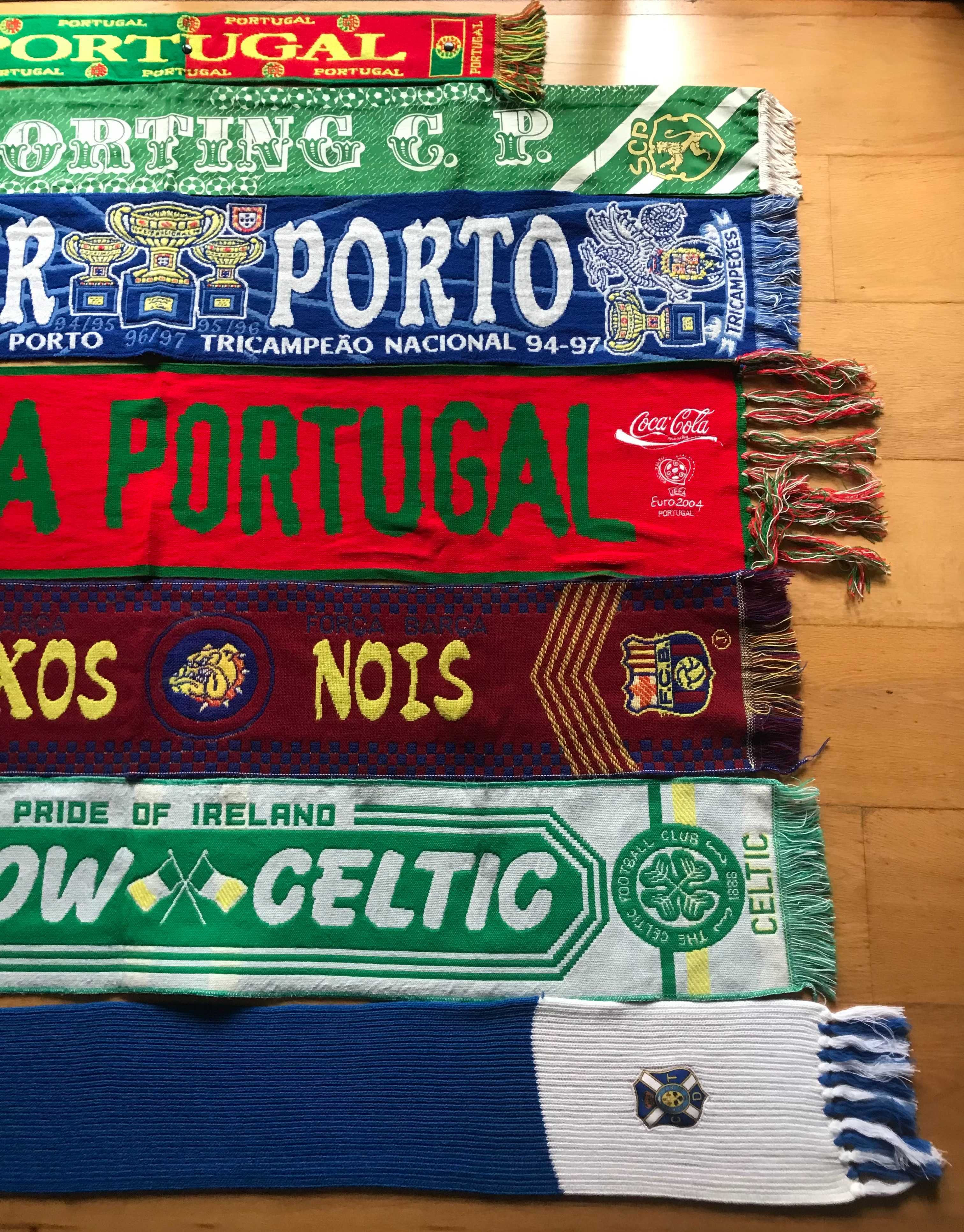 Cachecóis futebol (Portugal,Sporting,Porto,Barcelona,Celtic,Tenerife)