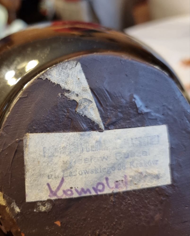 Ceramiczny komplet PRL – Jerzy Gustek – karafka + 6 czarek