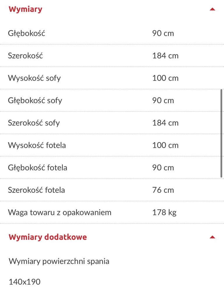 Komplet wypoczynkowy skóra naturalna