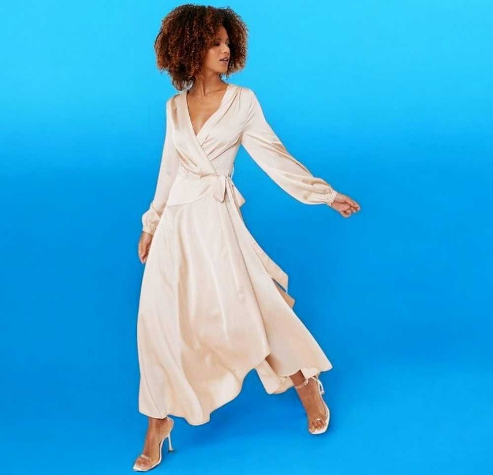 NASTY GAL | sukienka kopertowa maxi NOWA 32/34