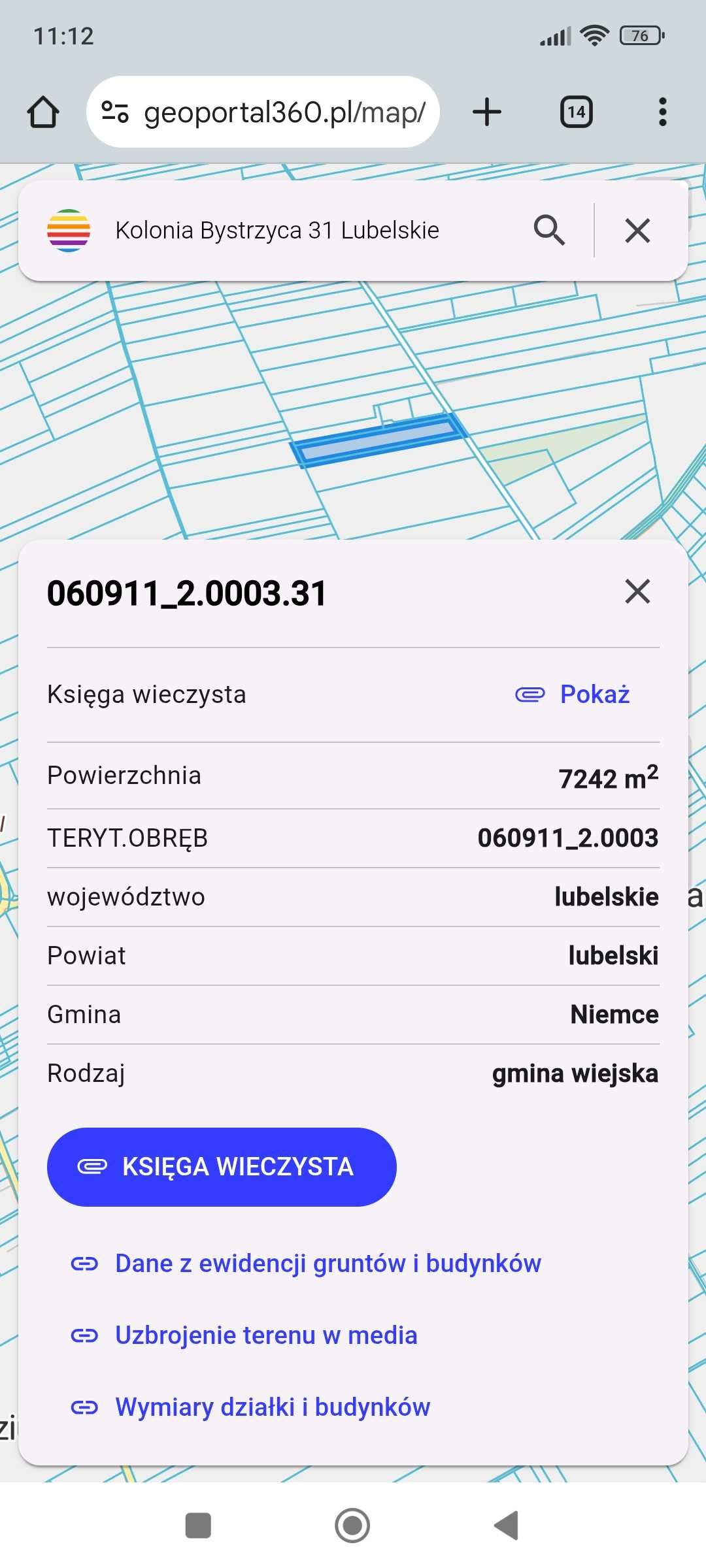 Działka 73a w pierwszej linii (Gmina Niemce)