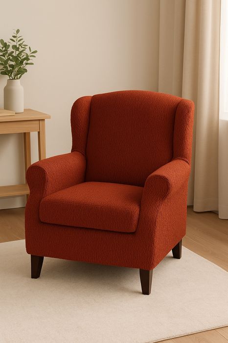 Pokrowiec 4-częściowy na fotel w kolorze ceglastym