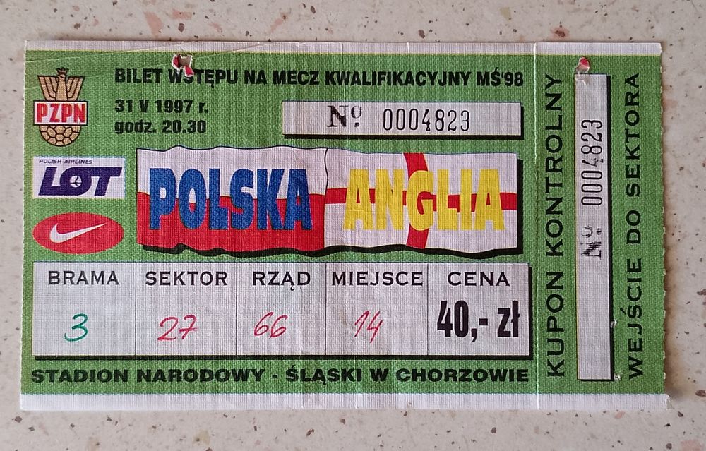 POLSKA - Anglia, el. MŚ 98. Stadion Śląski - Chorzów.