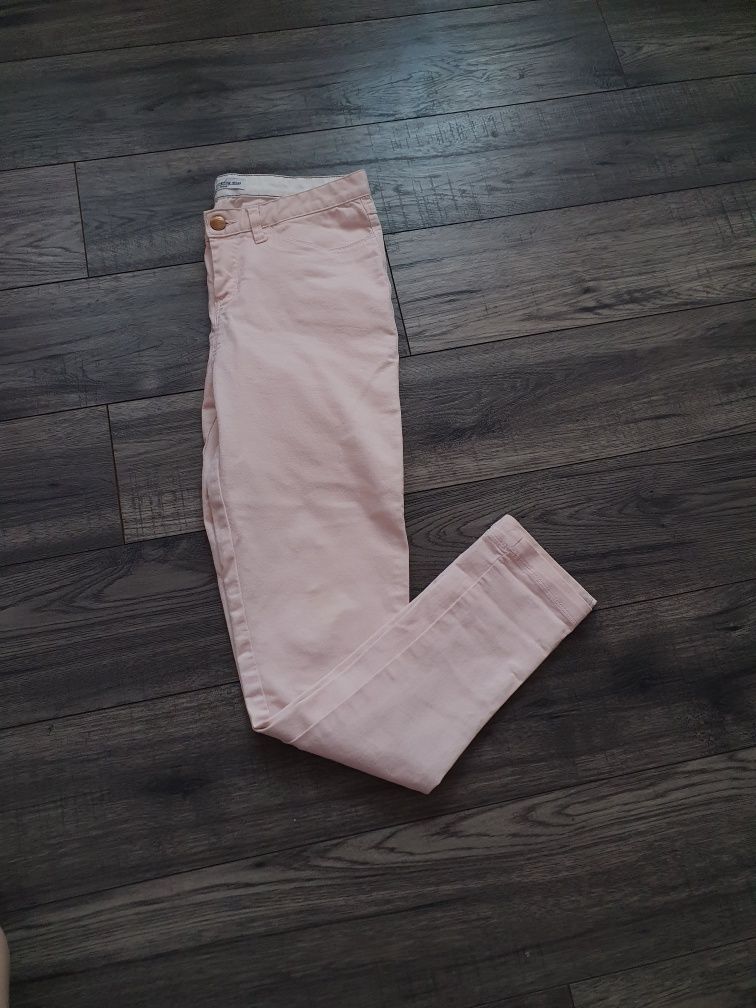 Jeansy pudrowy róż S wysoki stan Everyday wear rurki