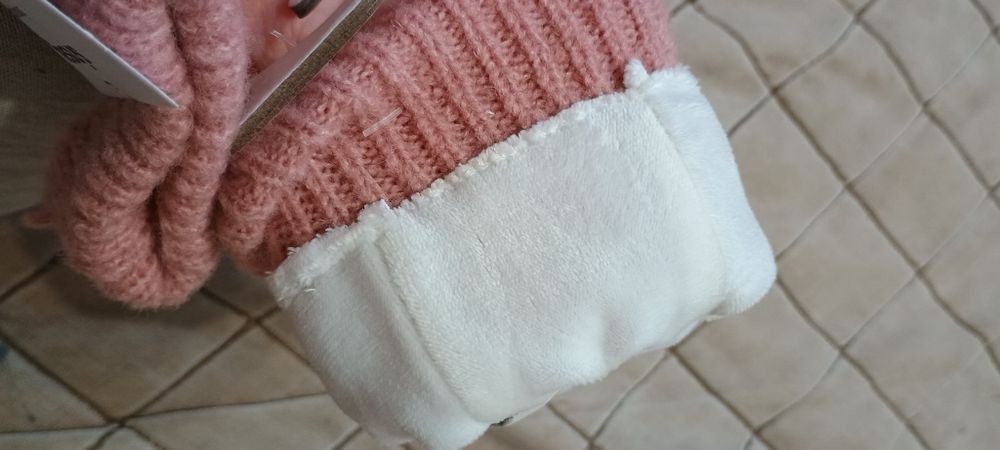 nowe rękawiczki jednopalczaste różowe z ociepleniem