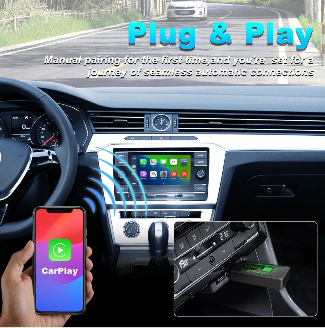 Bezprzewodowy adapter Carplay Lyssiefeel do iPhone'a, aktualizacja 23