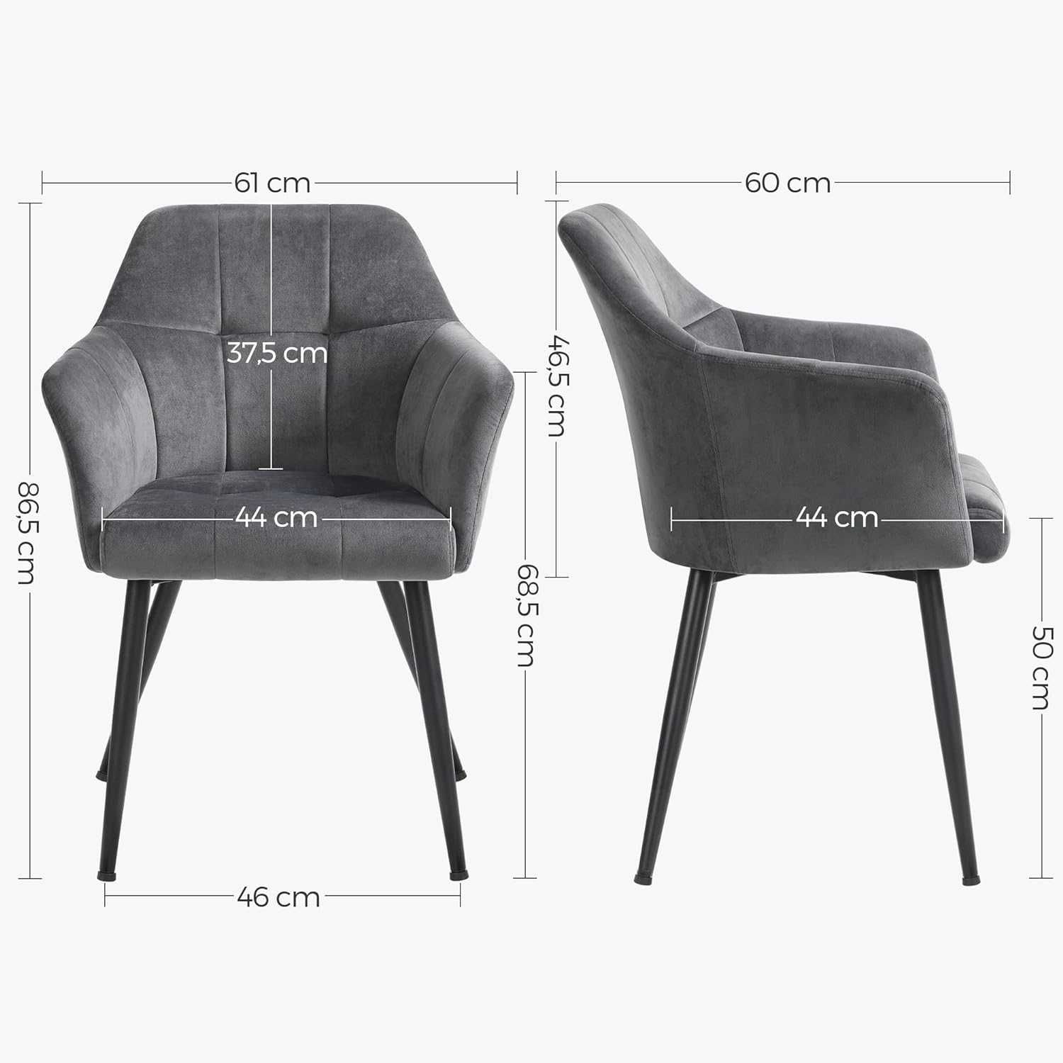 Nowy fotel tapicerowany / krzesło / metalowe nogi / SONGMICS !5993!