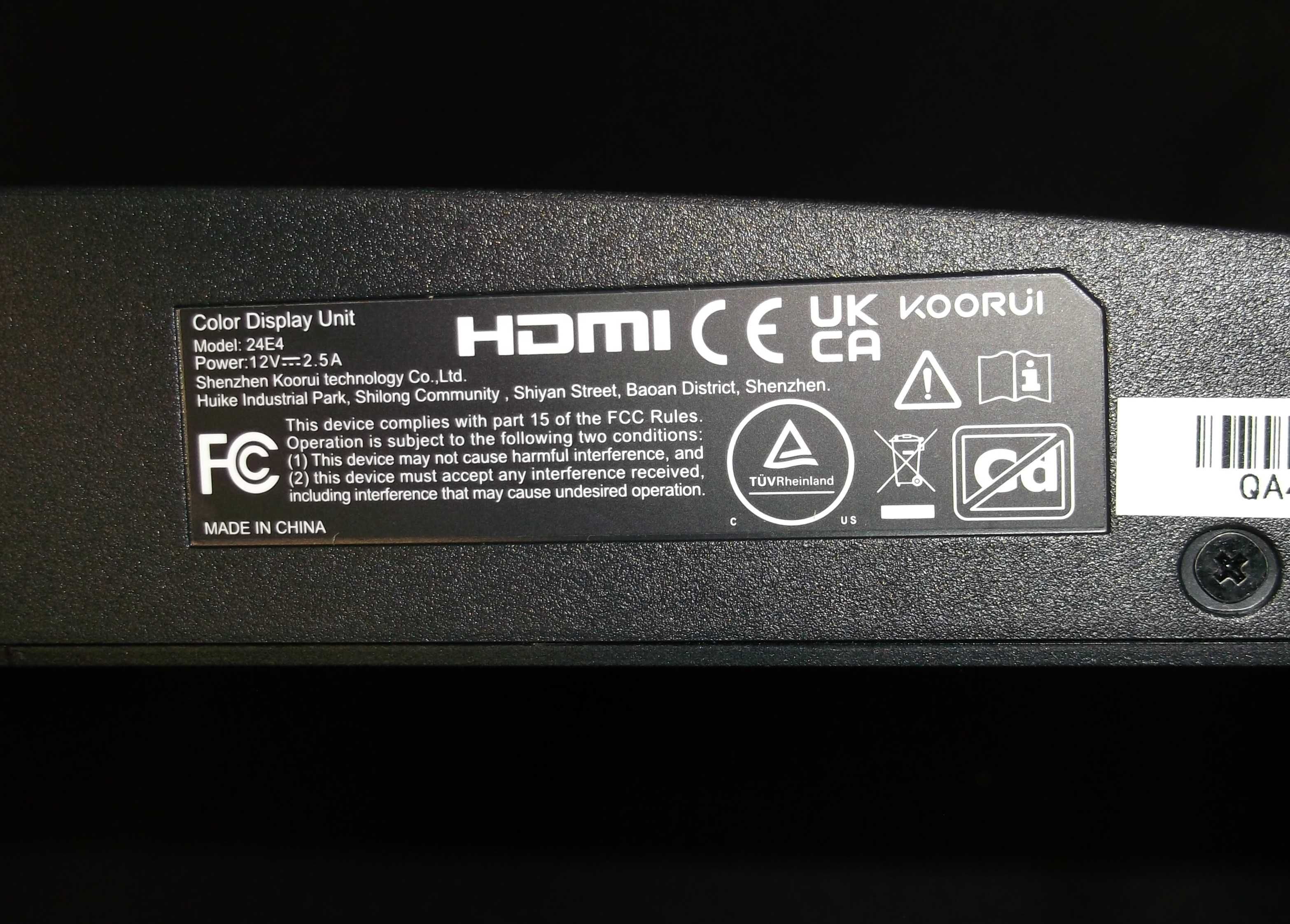 Monitor Gemingowy Koorui 23,8" 24E4 Full HD, 165 Hz, HDMI, DP, 16:9