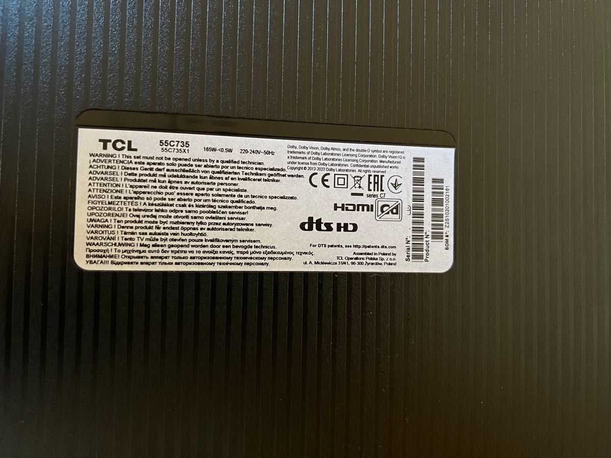 Telewizor 55" TCL 55c735 QLED, 4K, 144Hz, Android, AirPlay. DOSKONAŁY!