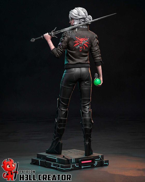 Figurka Ciri, Cyberpunk 2077, Wiedźmin, Żywica, Ręcznie Malowana