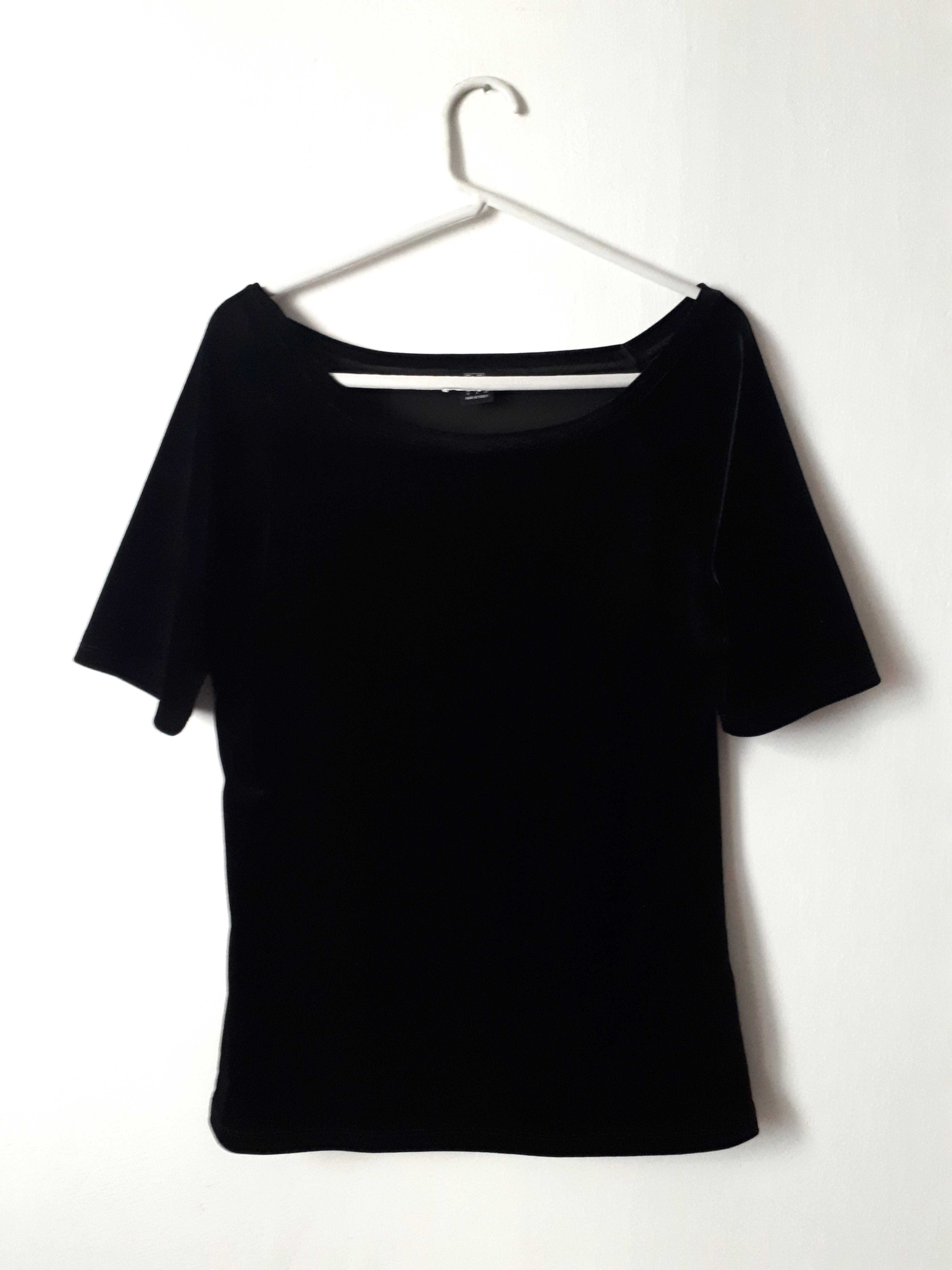 elegancka bluzka welurowa F&F czarna L wieczorowa