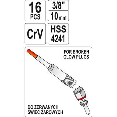 Zestaw do demontażu urwanych świec żarowych Yato