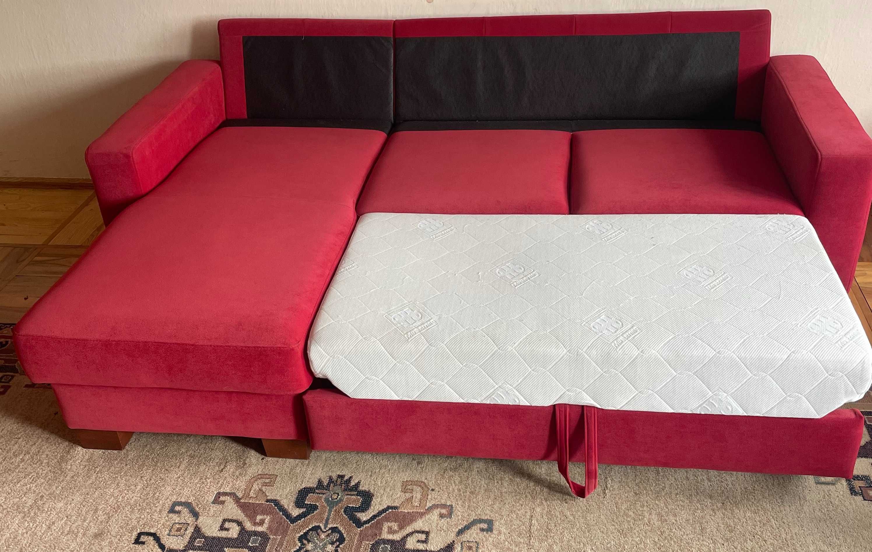 Narożnik kanapa sofa z funkcją spania pojemnik na pościel