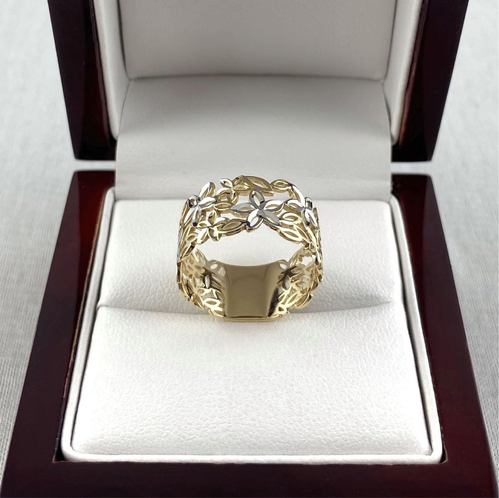 Ażurowy ZŁOTY pierścionek KWIATUSZKI PR. 585 (14K) rozmiar 20