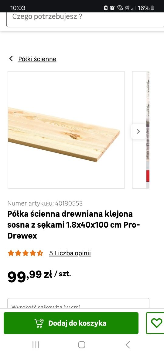 Półki Deski sosnowe różne rozmiary 100x40x1,8 cm lub 80x20x1,8 cm