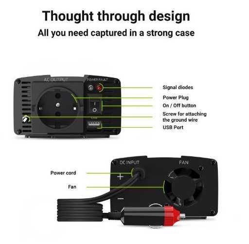 Інвертор Green Cell 12V to 230V 150W/300W (INV06) Наявність!