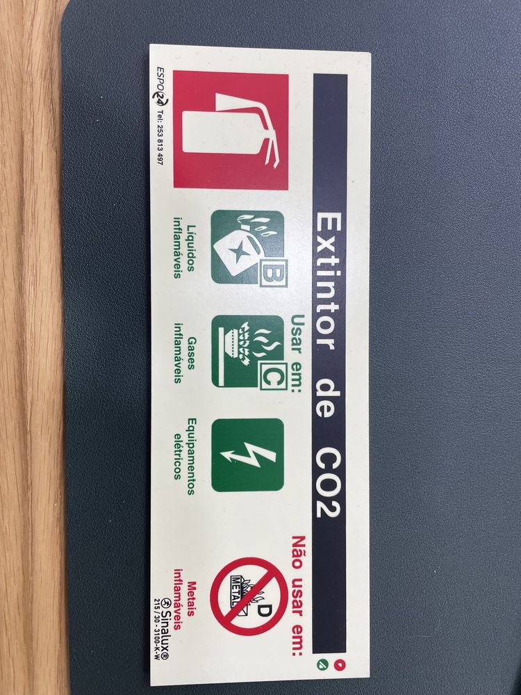 Placa extintor de co2