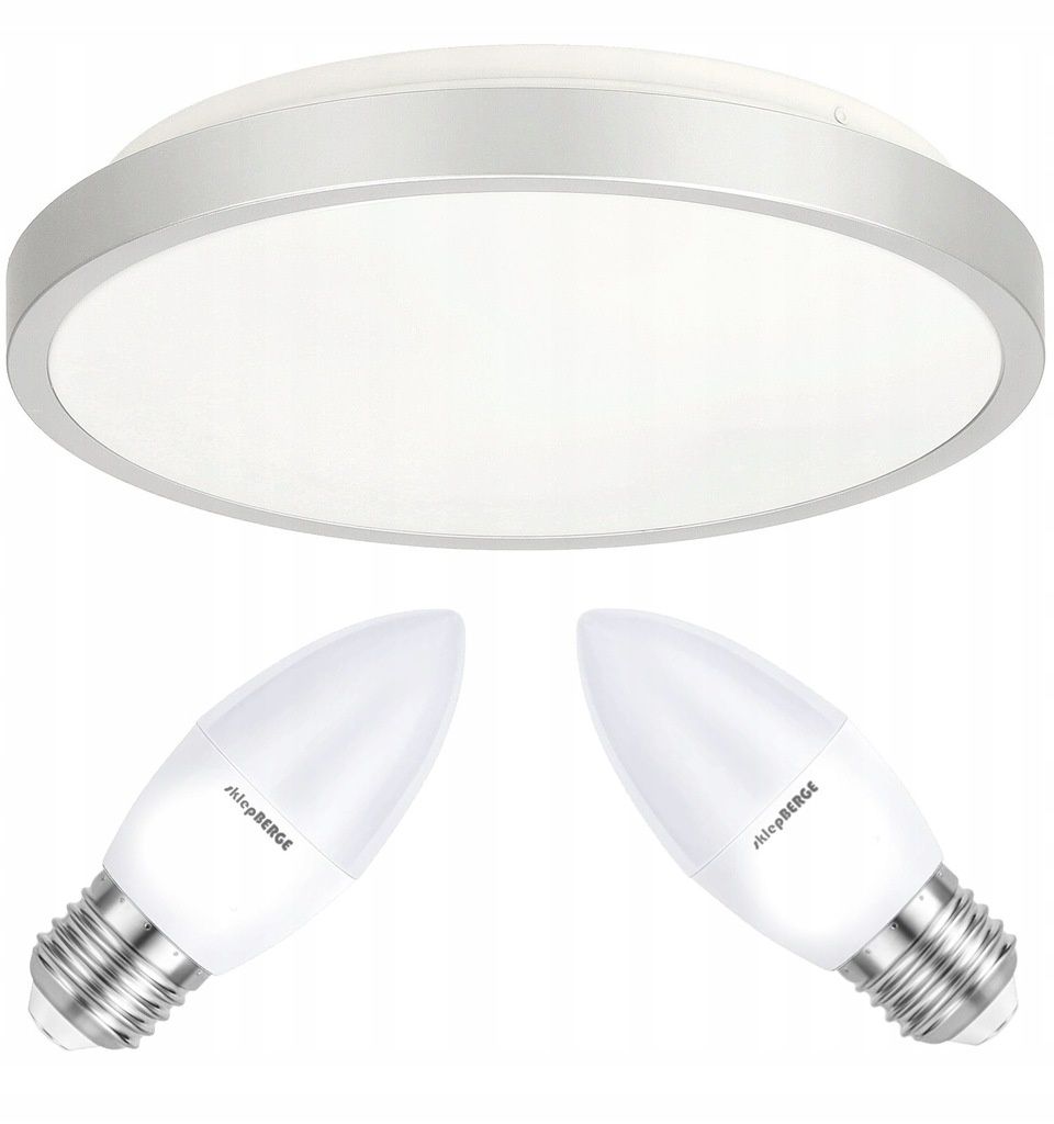 Plafon okrągły Lampa Sufitowa Chrom + GRATIS 2x Żarówka 10W LED