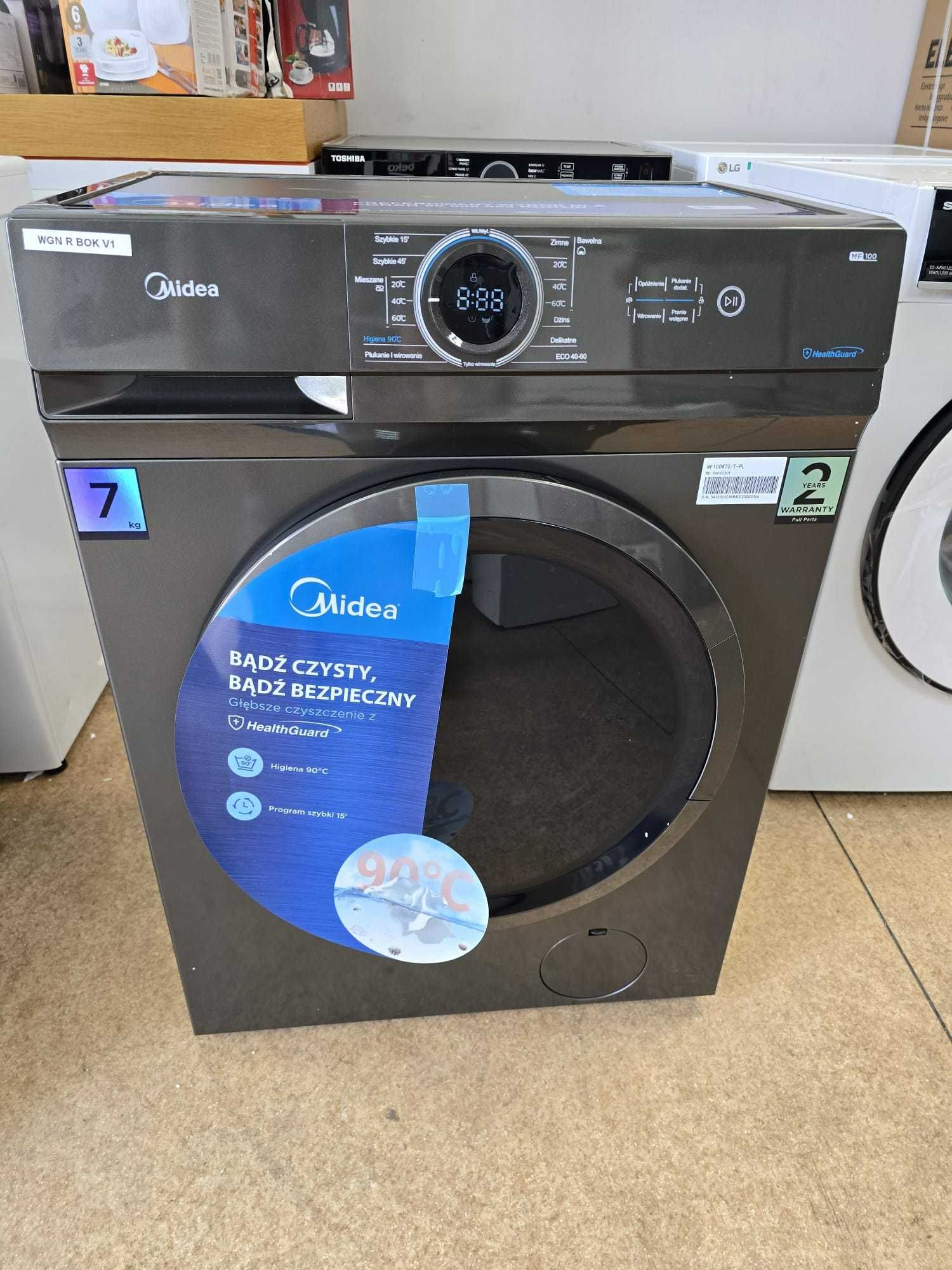 OUTLET nowa Midea Pralka Slim MF100W70/T 7 kg srebrna gwar 2 lata V1 &