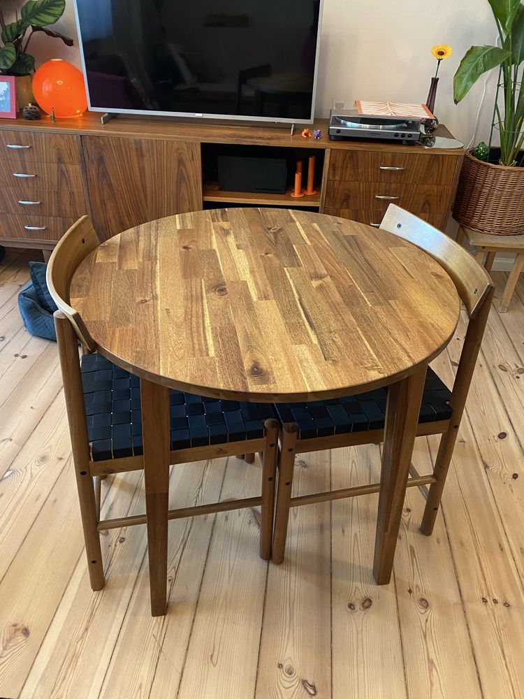 Okrągły drewniany stół ikea NACKANÄS