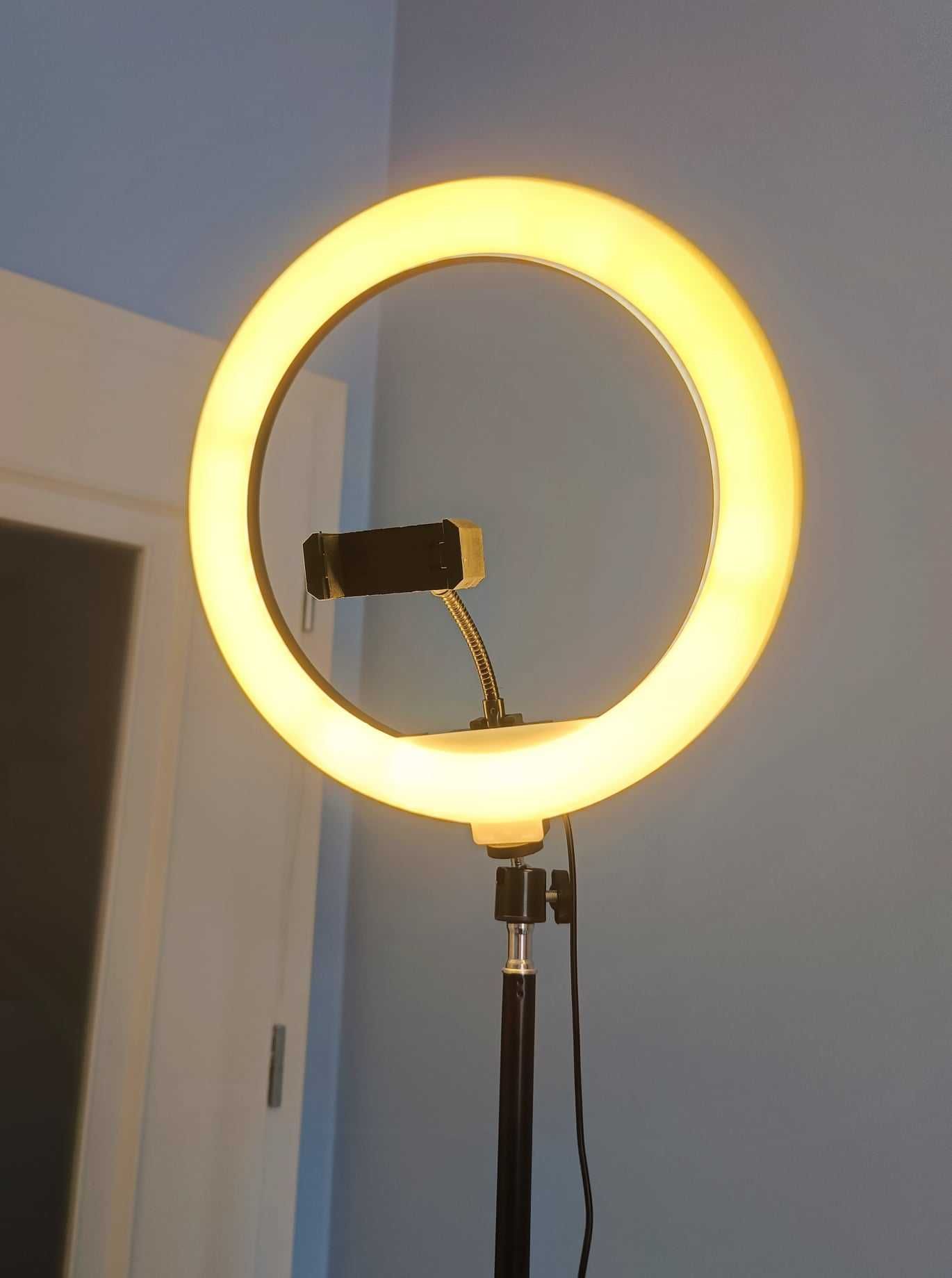 Pierścieniowa lampa LED Premium 30cm, xxl, statyw tripod, do rzęs,