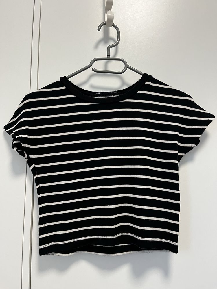bluzka top w biało-czarne paski Zara S