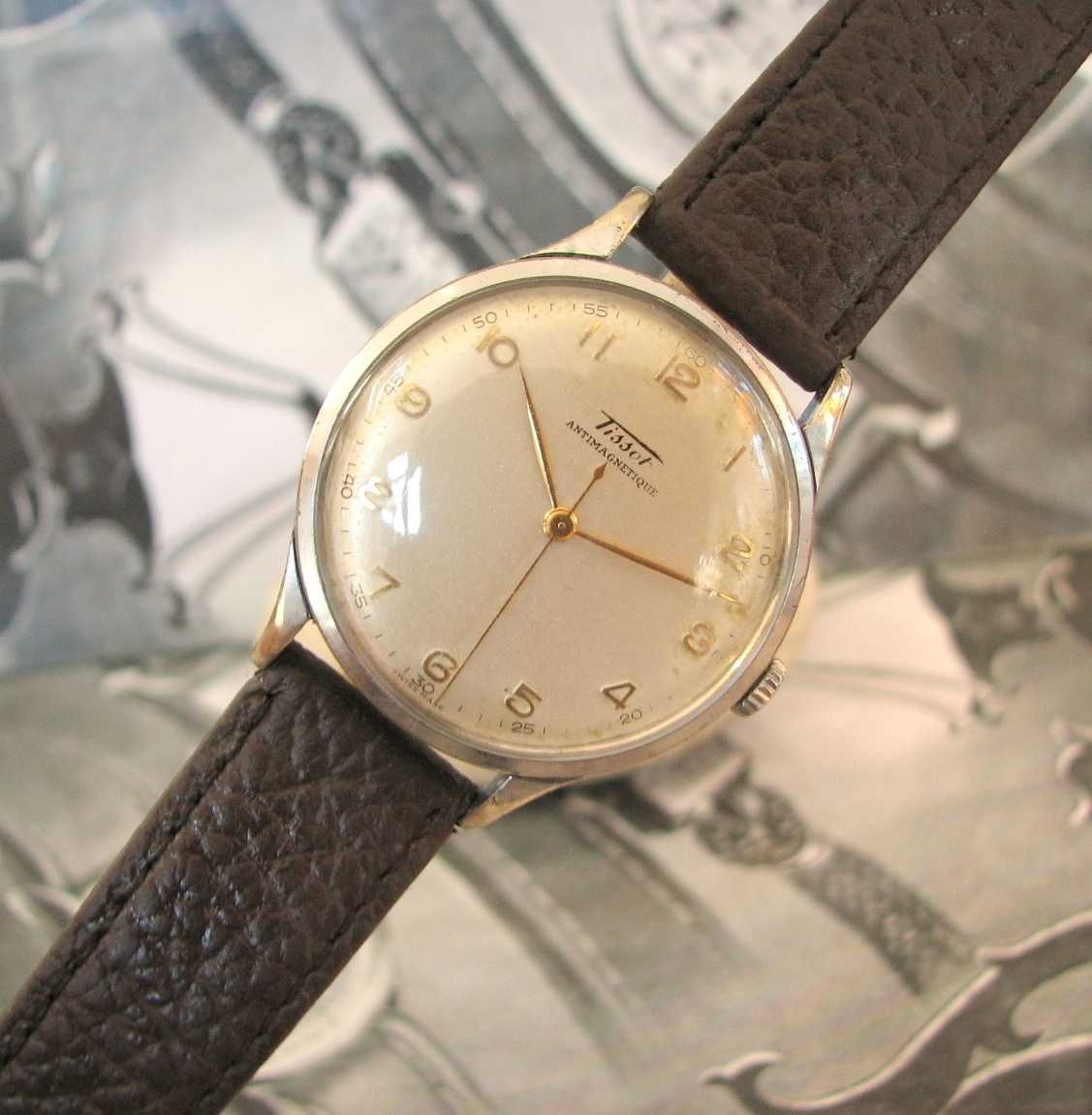 Classic vintage zegarek WW2 TISSOT 16 Jewels piękny duży model Swiss