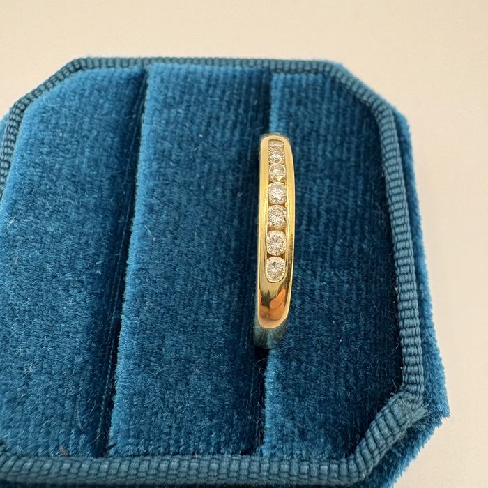 Retro pierścionek obrączka zloto 14 k brylanty 0,25 ct R15 wycena