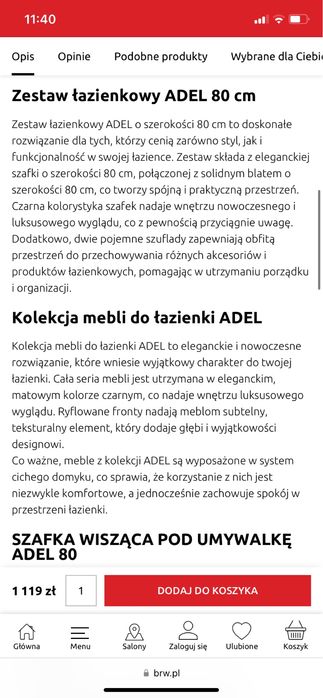 Szafka łazienkowa 80 cm czarny Ryflowany front, drewniany blat x 2