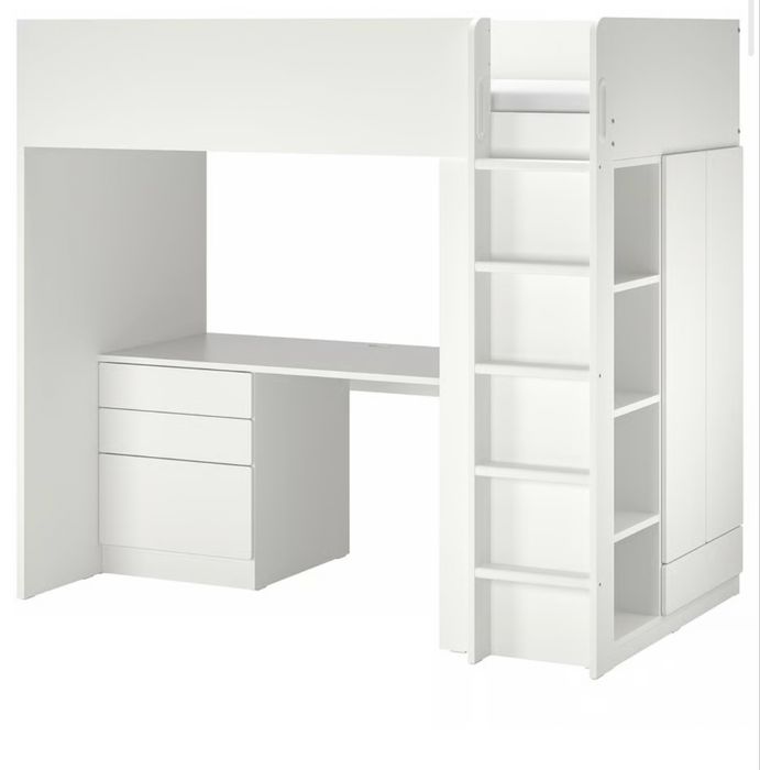 Cama alta ikea c/ roupeiro e secretaria