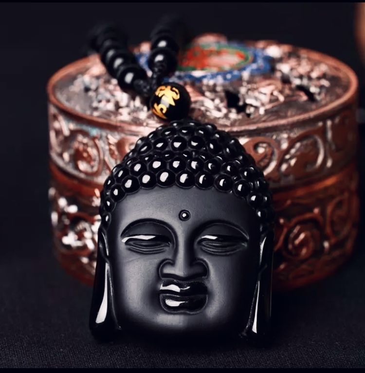 Naszyjnik tybetański Budda Buddha Tybet Laos czarny duży amulet reiki