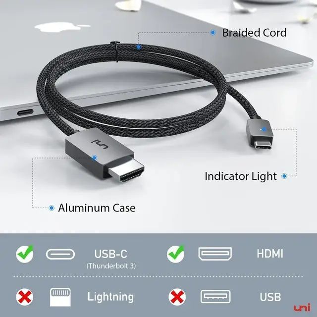 Кабель Uni USB-C to HDMI 4K 60Hz 1.8 м